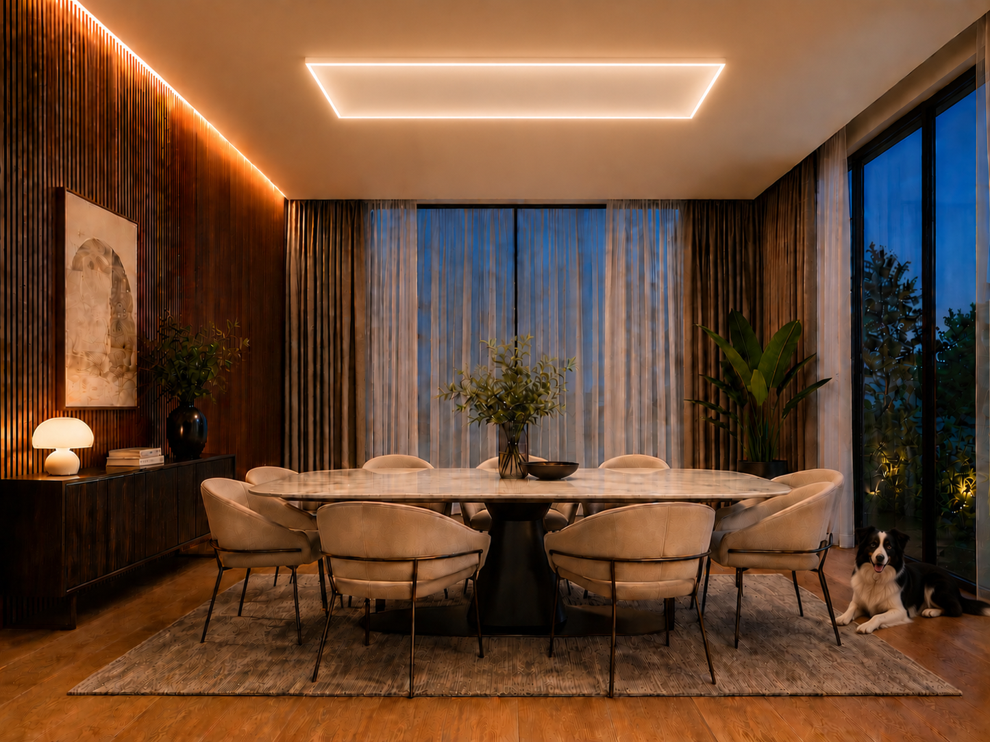 THERON FLAT infraroodpaneel voor de woonkamer met LED verlichting wit 2