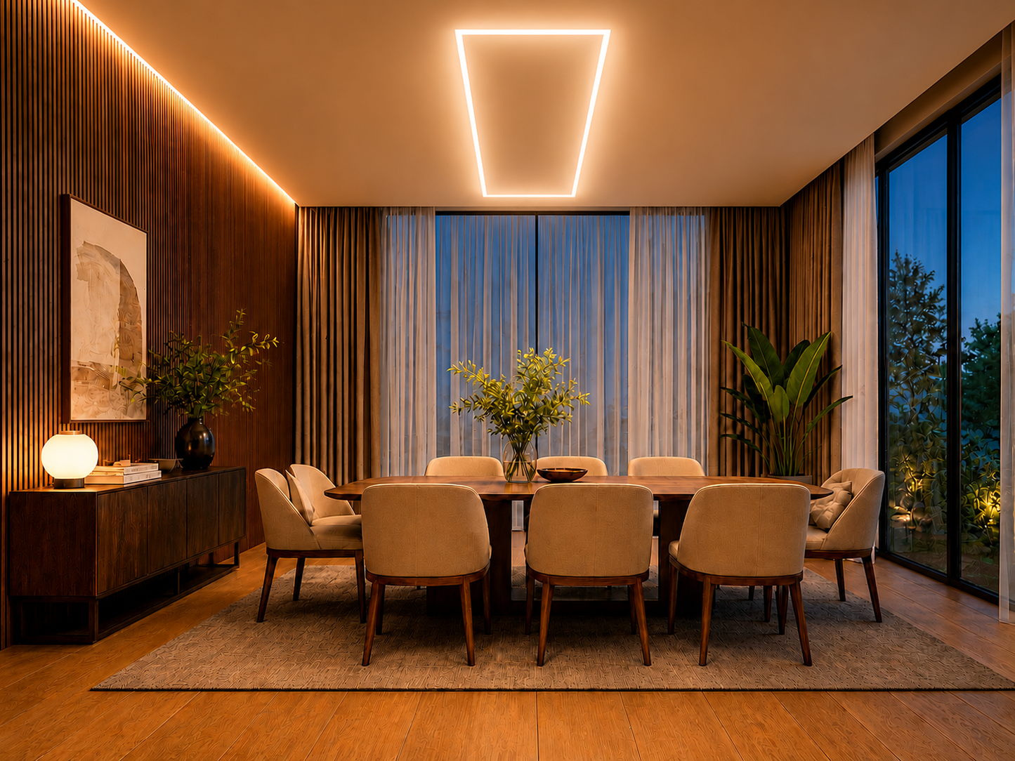 THERON FLAT infraroodpaneel voor de woonkamer met LED verlichting wit  vooraanzicht