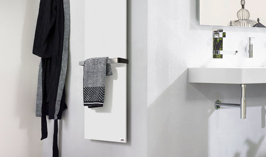 THERON® Termoluxo badkamer infraroodpaneel 1x  RVS handdoekdrogers matwit
