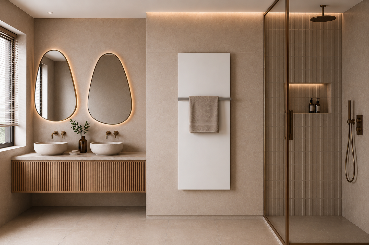 THERON® Termoluxo infraroodpaneel met rvs handdoekdroger voor de badkamer, matwit