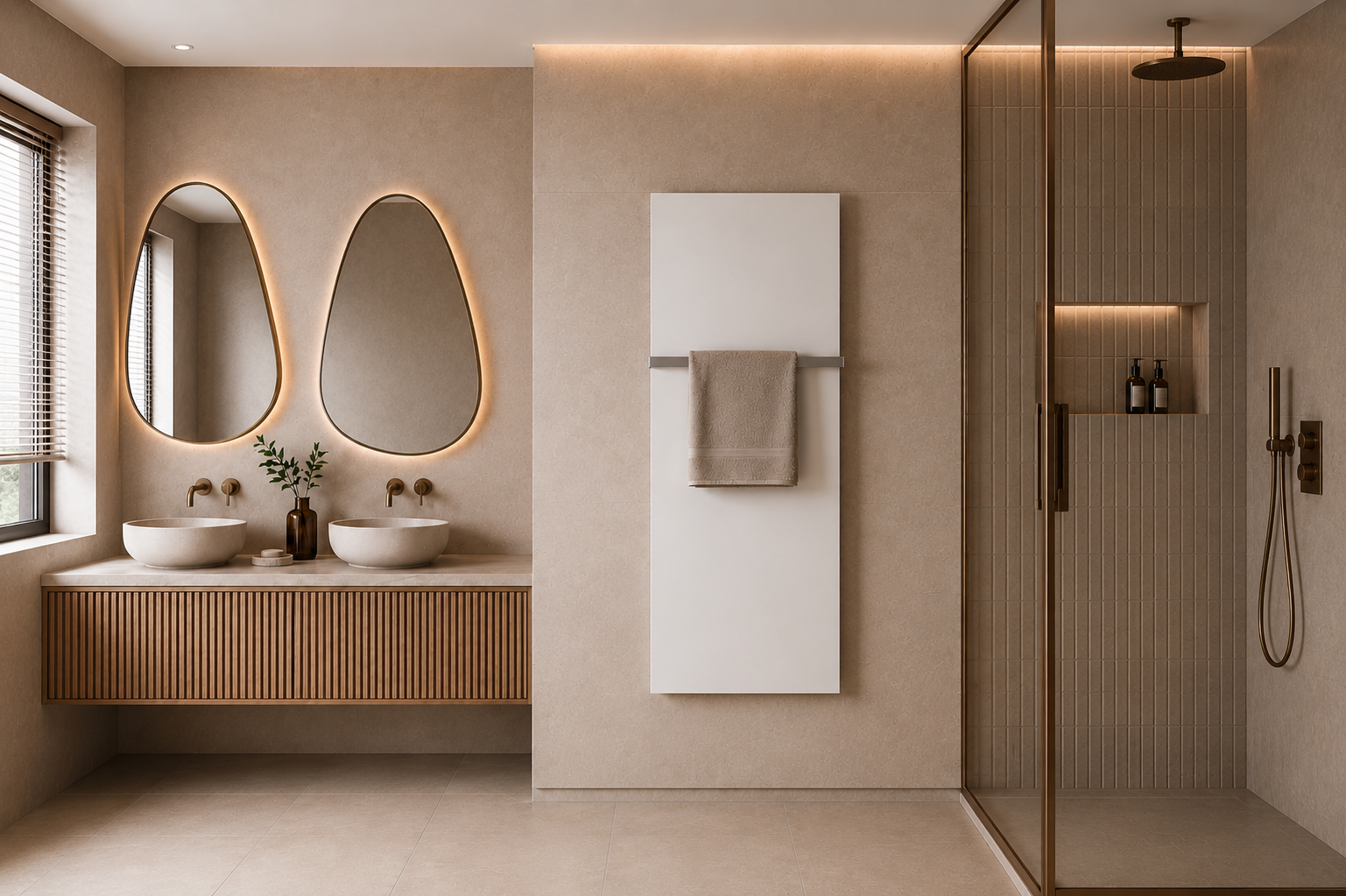 THERON® Termoluxo infraroodpaneel met rvs handdoekdroger voor de badkamer, matwit